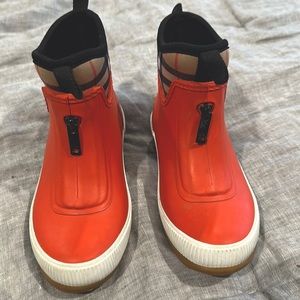 Kids Orange Burberry Rain Boots